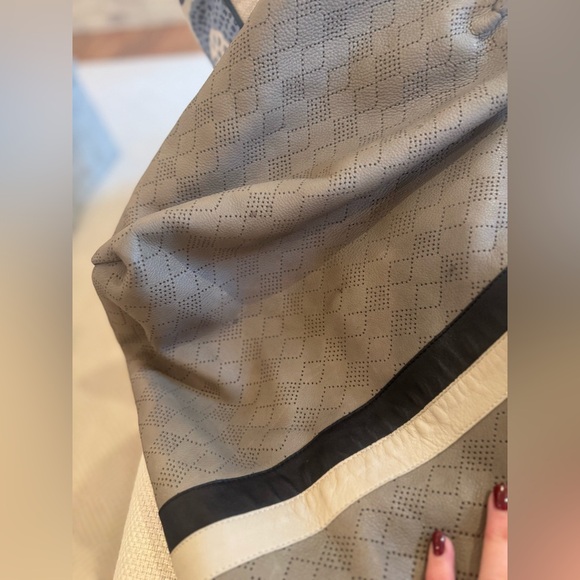 Kempton & Co Oversized Diamond Perforated Leather Tote in Storm Grey - Picture 8 of 15